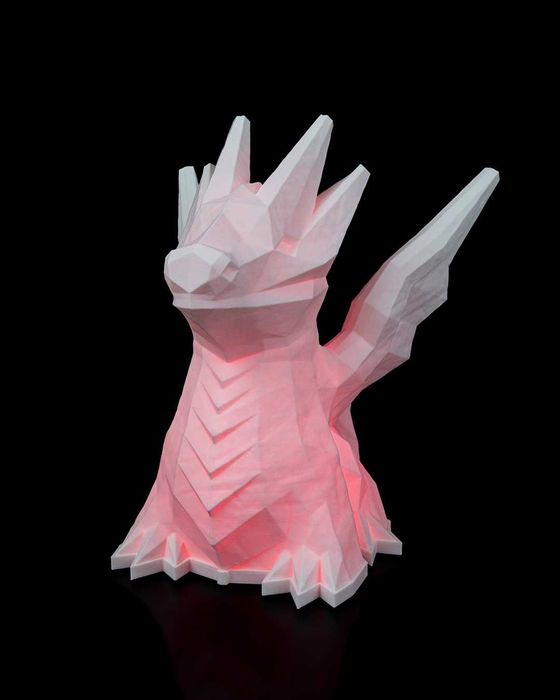 Candeeiro Dragão Low Poly LED | Decoração Fantasia | Cor à Escolha