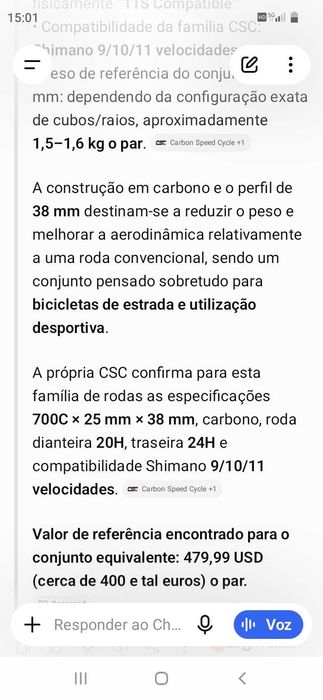 Rodas carbono 470€. Oportunidade