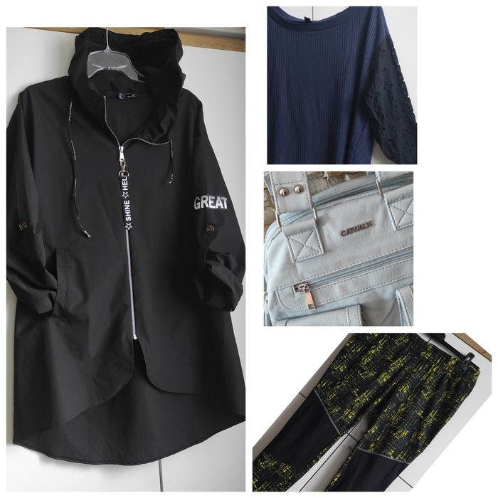 Zestaw: Kurtka przejściowa,URBAN +torebka,CATWALK+bluza,SheinCurve+legginsy/XL 42/44