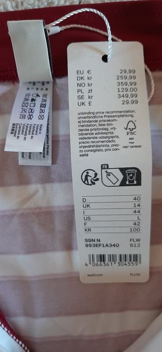 Majtki dół bikini stroju kostiumu kąpielowego Esprit