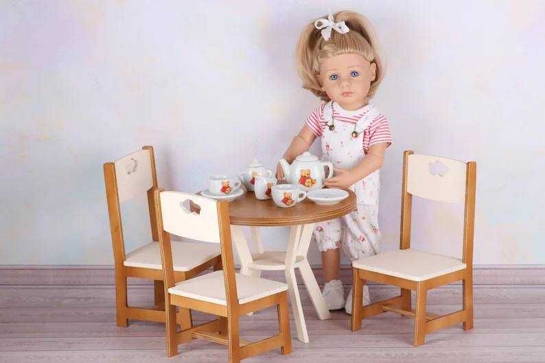 Комплект мебели стол, стулья для кукол 32-36 см Лялькові меблі для