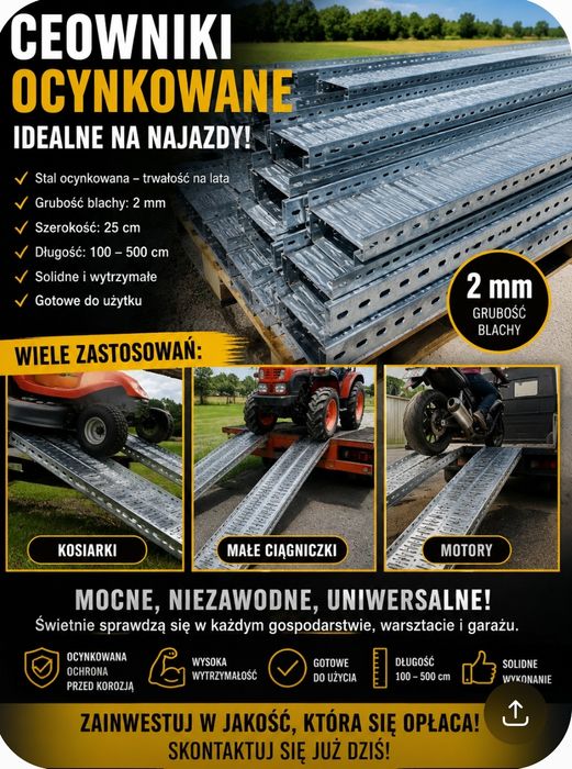 Najazdy stal ocynkowana do 500 cm