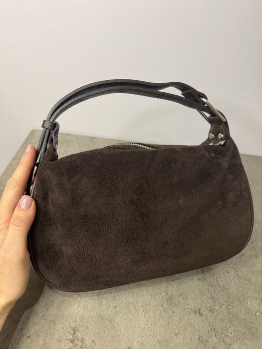 Шоколадна lЖіноча замшева сумка   Vera pelle