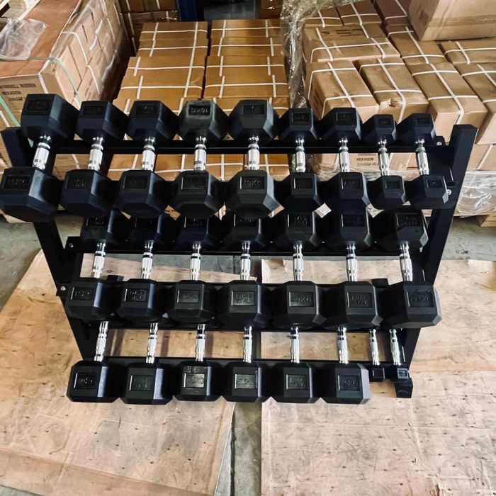 Zestaw hantli hexagonalnych 2,5-25kg ze stojakiem