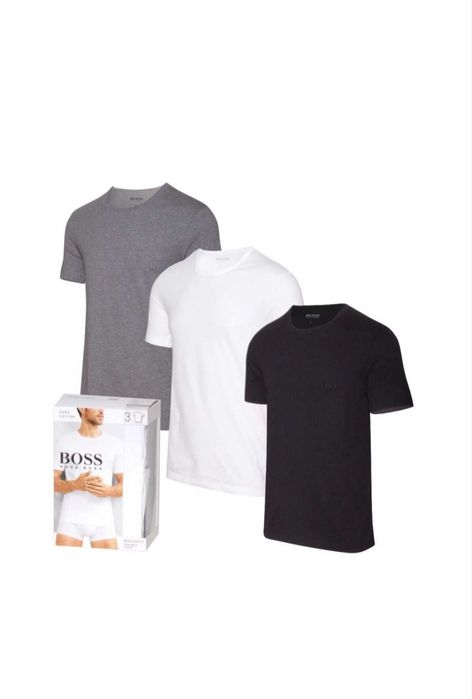 Nowy zestaw koszulek Hugo Boss L/xl 3pak bawełna biała szara czarna