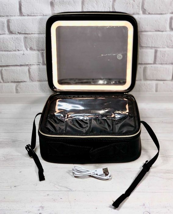 Сумка-органайзер визажиста, косметикичка с зеркалом подсветкой