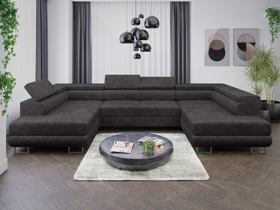 Narożnik Sofa Anton U z funkcja spania delfin Poso 38 sprezyna falista