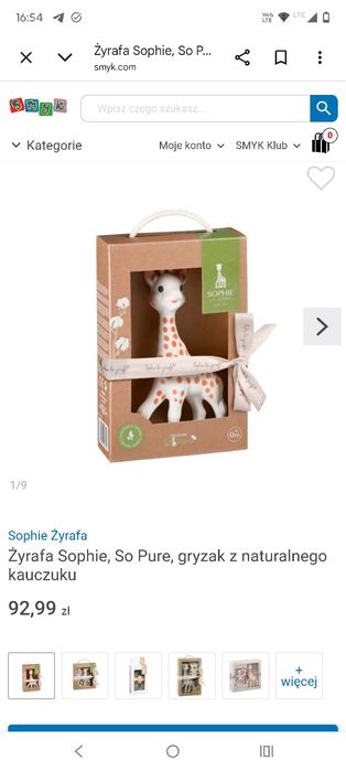 gryzak z naturalnego kauczuku smyk żyrafa 18 cm