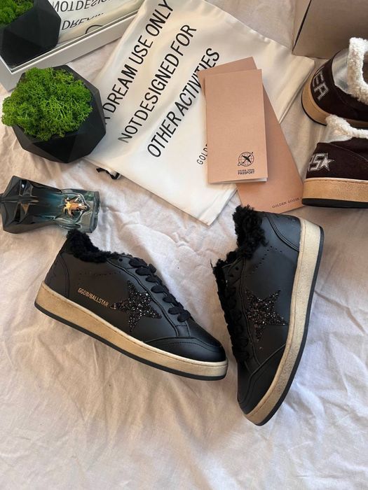 Кросівки утеплені Golden Goose/ Чорні снікерси Голден Гус/ Рік Овенс