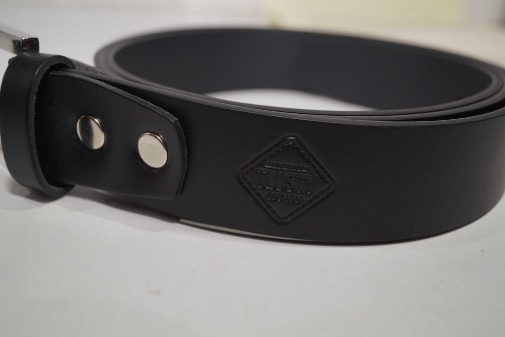 Pasęk męski skórzany czarny TLUSTY & Co. 115cm z naturalnej skóry