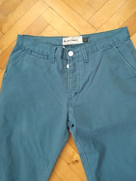 Spodnie męskie jeans 32l /32 turkusowo oliwkowe