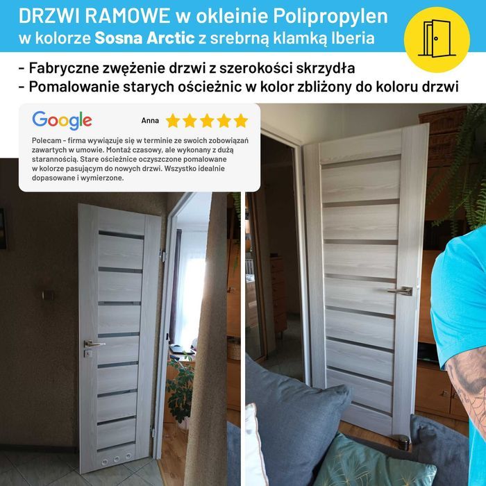 Drzwi WEWNĘTRZNE Z MONTAŻEM, na stare ościeżnice, na wymiar, PREMIUM