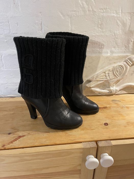 Сапожки на каблуке кожанные 35-36 размера