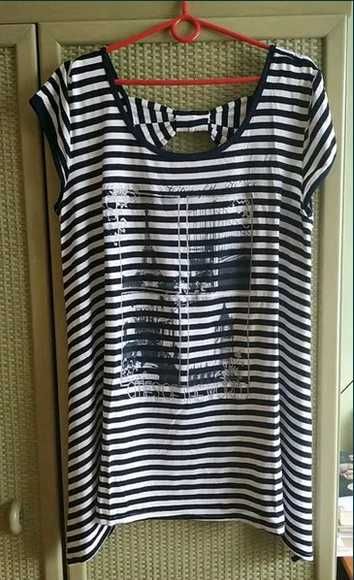Bluzka damska w paski z motywem Paryża, 3-4XL, fason A