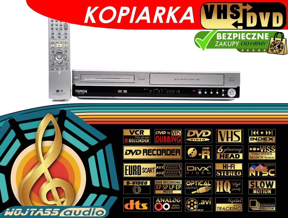 KOPIARKA / przegrywarka VHS-DVD Targa DRV-5100x (LG) | Nagrywanie VHS na DVD | DV-In MP3 DTS Dolby Digital