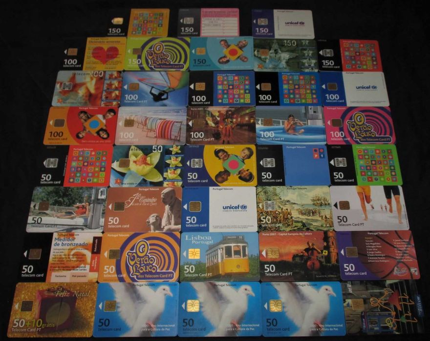 Colecção de cartões telefónicos Credifone Phone cards chip e banda magnética 1990 a 2001