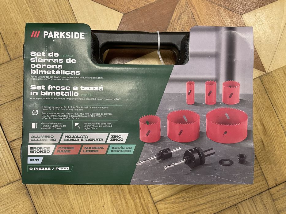 Коронки биметаллические 19/25/38/44/68/83мм (набор 9 шт) PARKSIDE
