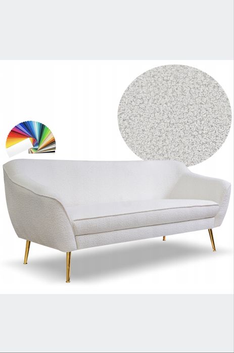 Sofa beżowa kanapa łóżko tkanina boucle