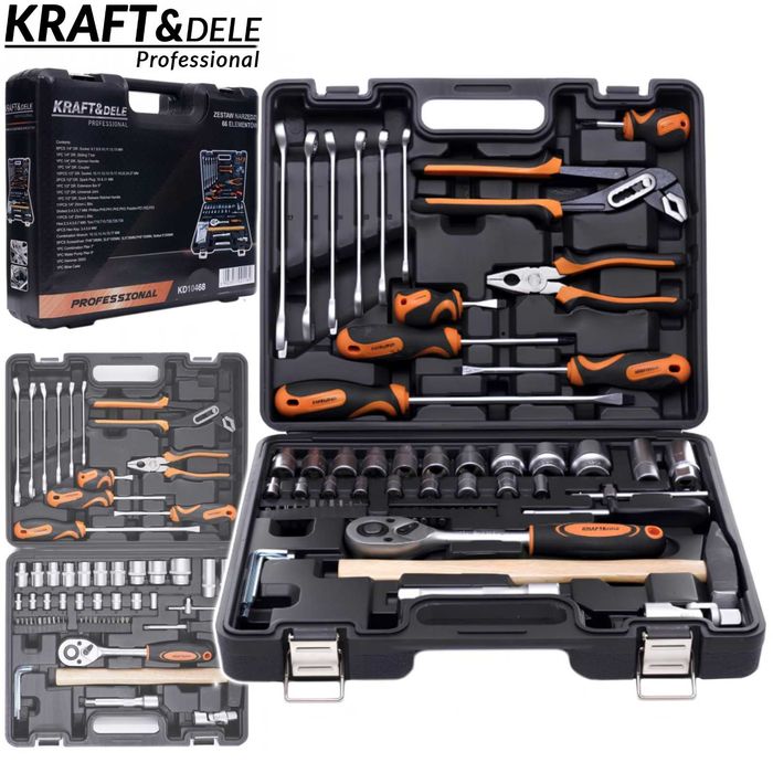 KRAFT&DELE Zestaw Narzędzi Kluczy Bitów Cr-v Walizka 66 El KD10468