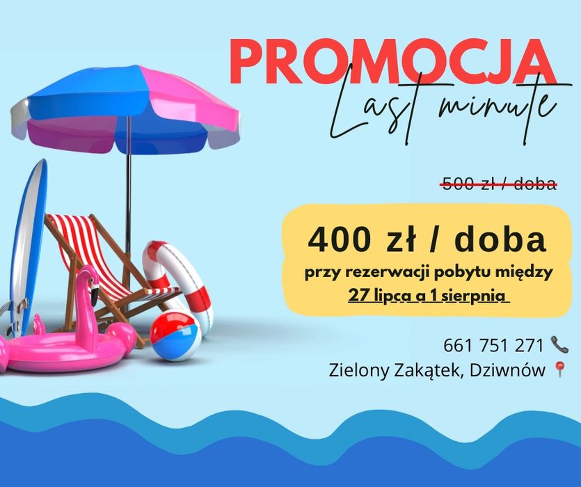 Domek letniskowy 1-6 osobowy Zielony Zakątek Dziwnów blisko morza