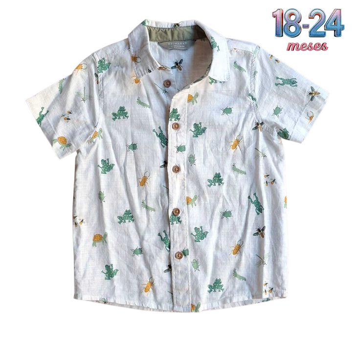 Camisa Branca Insectos Primark 18-24 meses