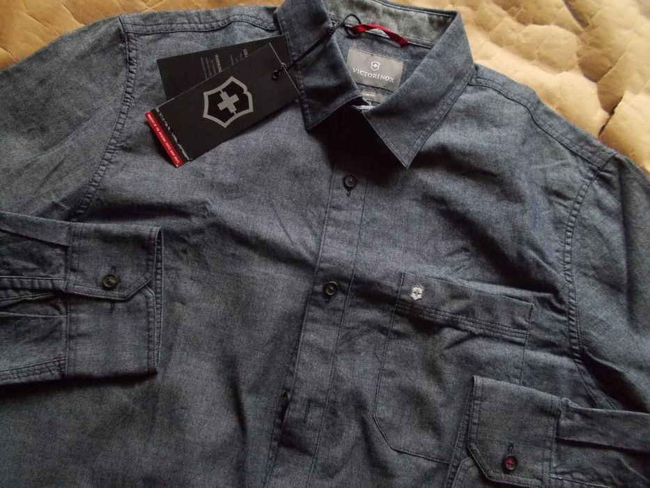-L-VICTORINOX Premium DENIM Nowa Koszula Męska L 42 cm Szwajcaria