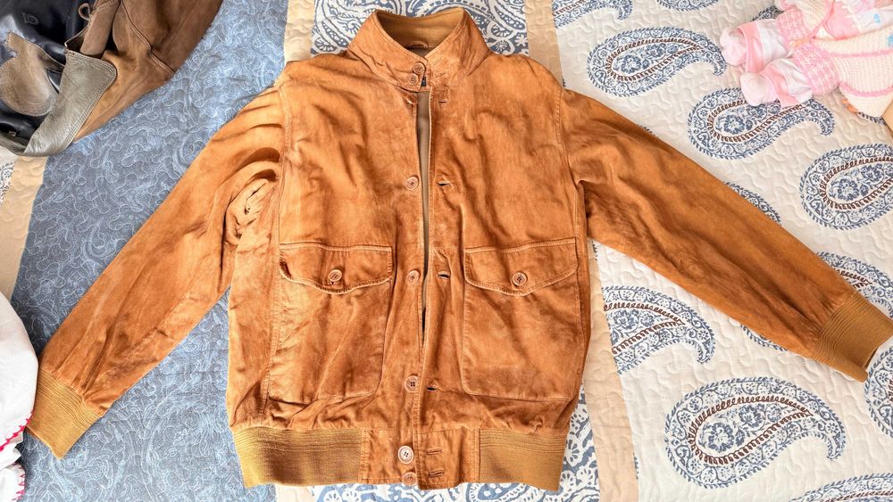 Casaco Bomber em Pele/Camurça GUGG – Tamanho 50 – Excelente Estado