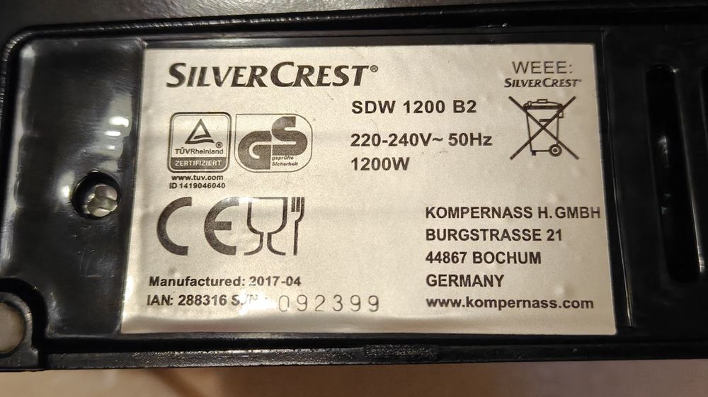 Gofrownica SilverCrest 1200 w