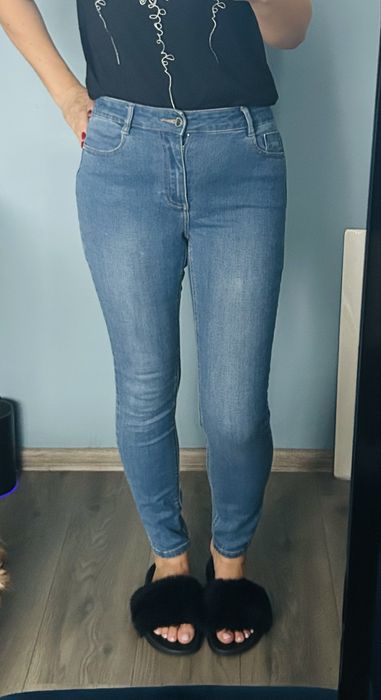 Morgan 38 M spodnie dżinsy rurki niebieskie granatowe wysoki stan