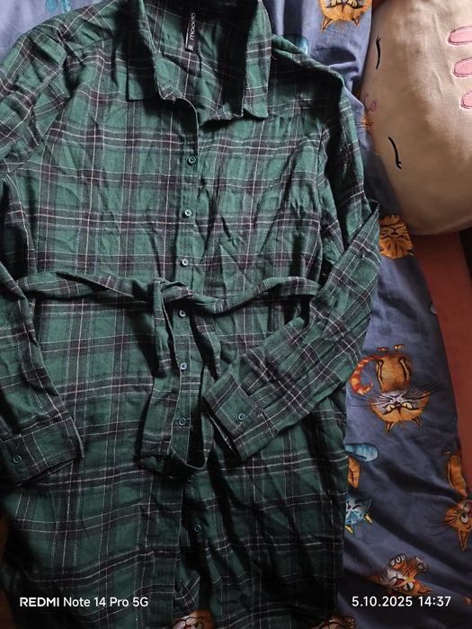 Koszula zielona krata XXL
