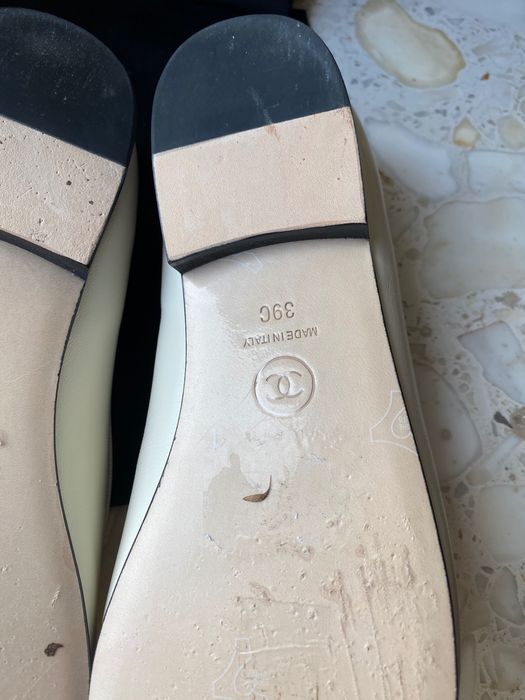 Balerinki Chanel 39 beżowe ze skóry naturalnej, wkładka 24,7 cm