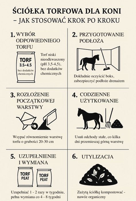 Naturalna ściółka torfowa dla koni; stajnie dla koni