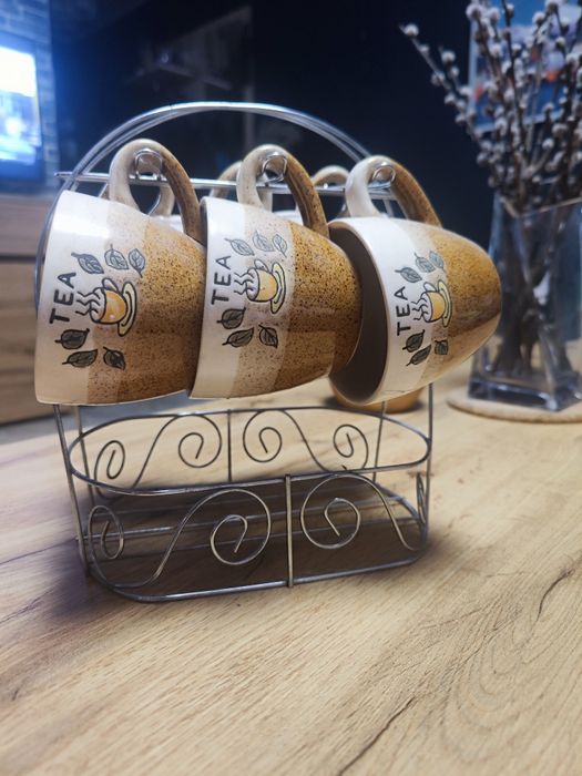 Набір керамічних чашок для чаю з підставкою TEA (6 шт)