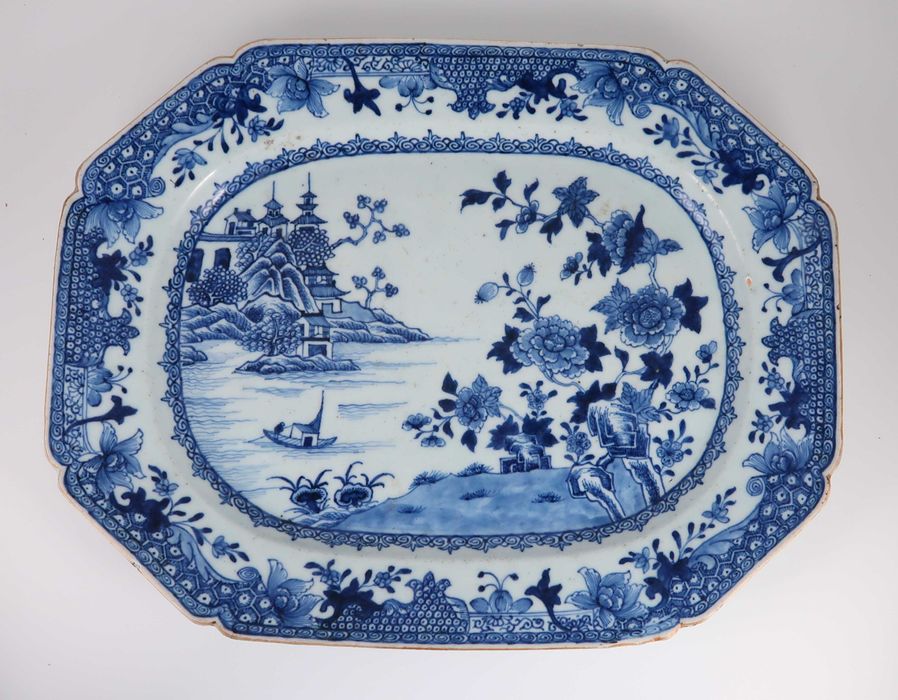 Travessa porcelana Azul e Branca da China Séc. XIX/XX