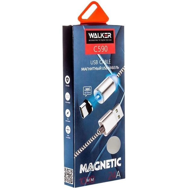 Кабель WALKER C590 з магнітним роз'ємом Micro, Lightning