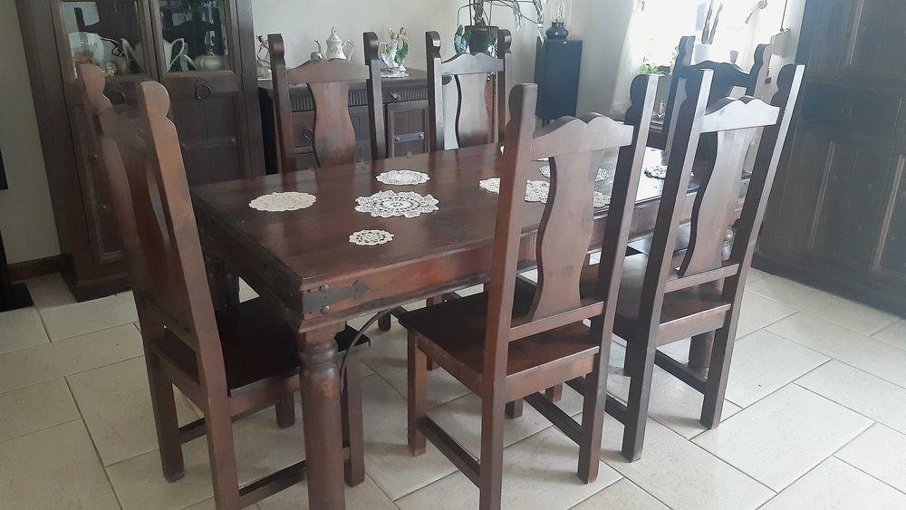 Stół rozkładany z okuciami-lite drewno-. Część zestawu. Cudny! [dł.165cm-max.245cm]