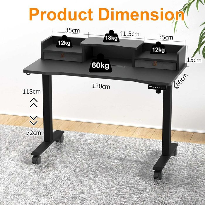 Nowe biurko elektryczne / blat / stół / 120x60cm / BEXEVUE !A1769!