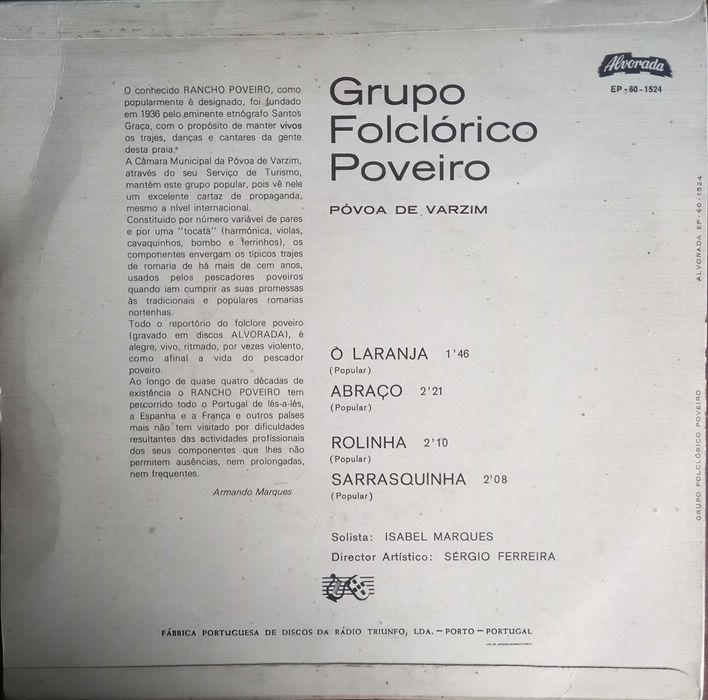 Grupo Folclórico Poveiro	- - - - -	Ó Laranja	- - - - -	EP