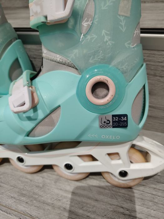 Rolki i kask dla dziewczynki miętowe