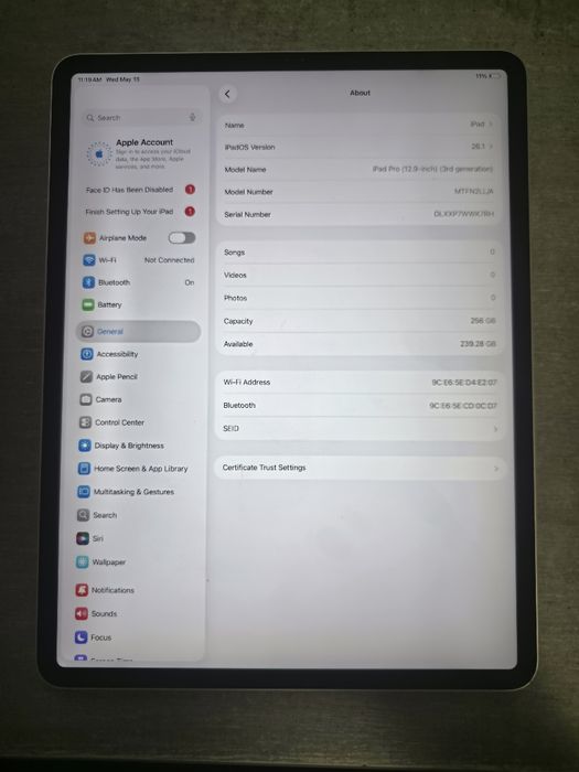 iPad Pro 12.9 2018р. 3 gen. 256GB. Silver. Без обмежень Гарантія