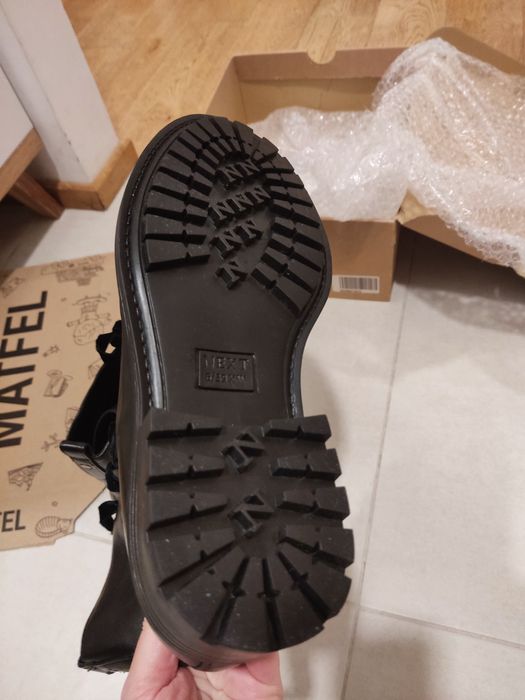 Skórzane botki trzewiki next wide leg na szeroką stopę