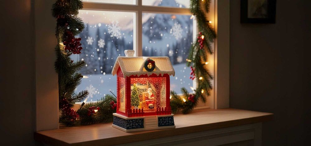 Latarenka Lampion Świąteczny Ozdoba Dekoracja Domek Mikołaj Grający