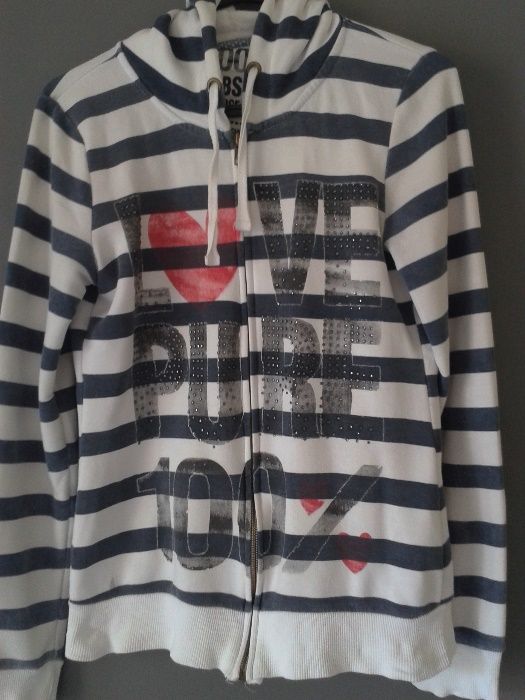 Casaco de riscas com carapuço - Bershka