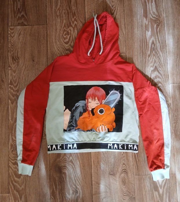 Укорочене худі з розписом по аніме Людина-Бензопила