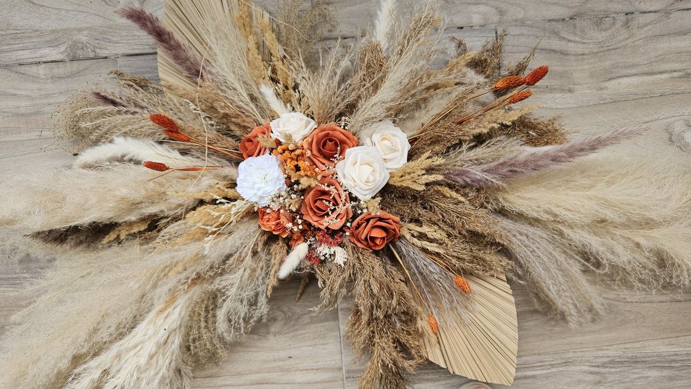 Kompozycje boho, ozdoby na wesele