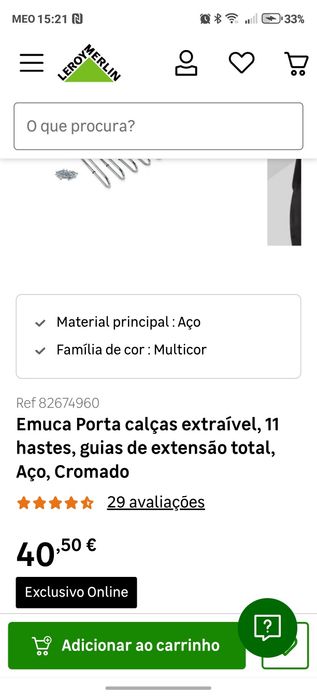 Suporte calças guarda roupa