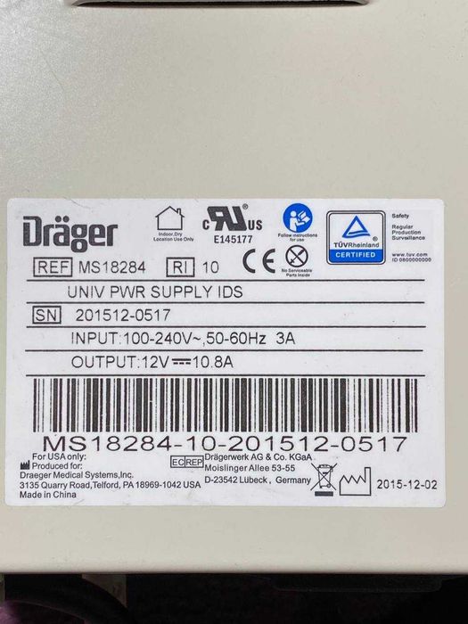 Drager power supply MS18284 12V 10.8A Драгер блок живлення MS18284