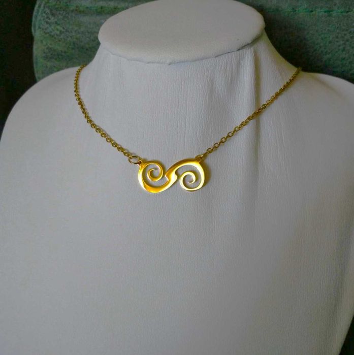 Colar Aço Dourado c/ Infinito Trabalhado NOVO