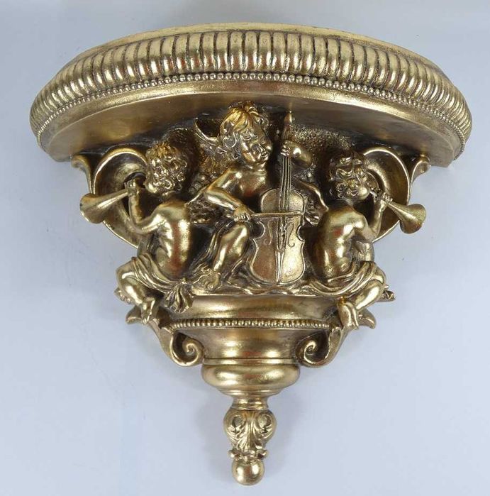 KONSOLA na ścianę PÓŁKA pod lustro figura amory grające 33,5 cm BAROK