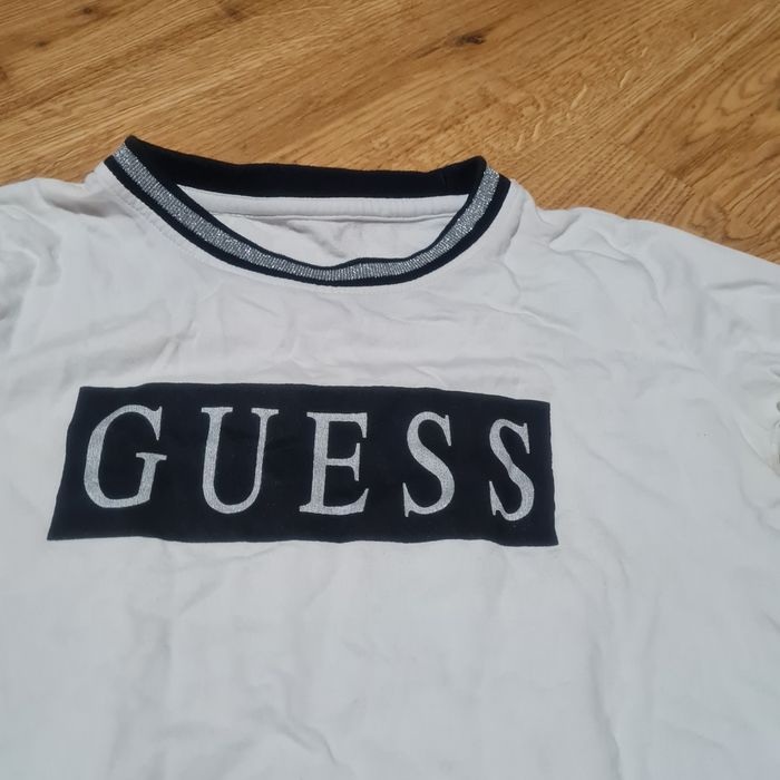 Guess biała bluza z logo brokatowym r. XS wkładana przez głowę jak swe